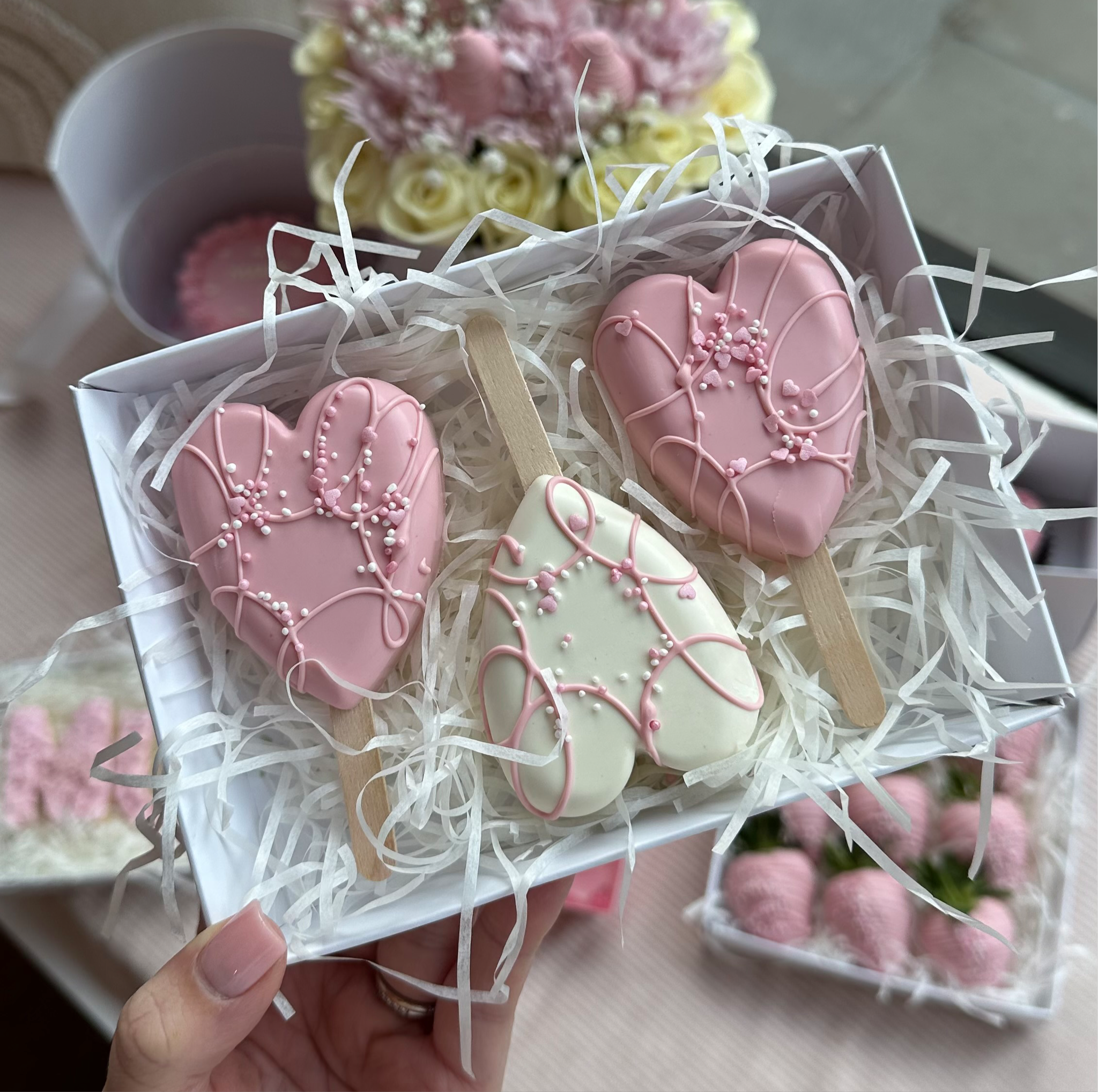 Mothers Day Heart Belgian Chocolate Glampopsicles - Set of 3